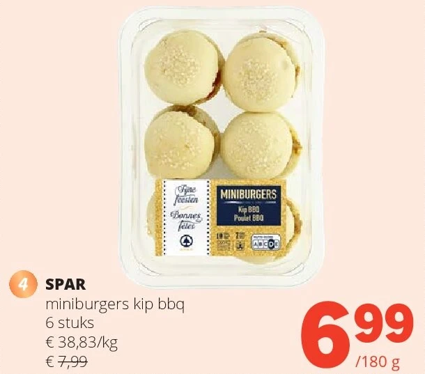SPAR miniburgers kip bbq 6 stuks