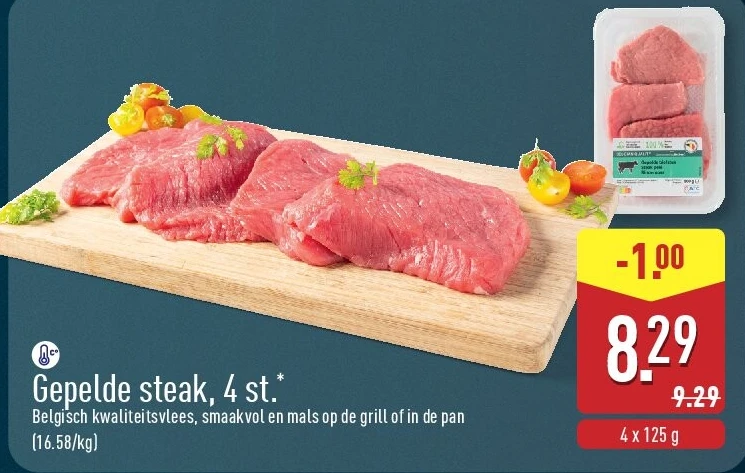 Gepelde steak, 4st.