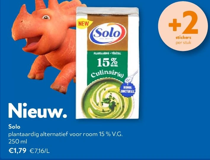 Solo plantaardig alternatief voor room 15 % V.G. 250 ml