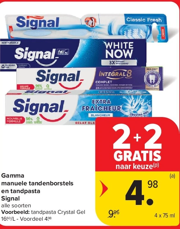 Gamma manuele tandenborstels en tandpasta Signal