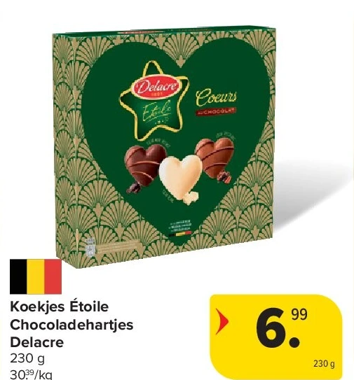 Koekjes Étoile Chocoladehartjes Delacre