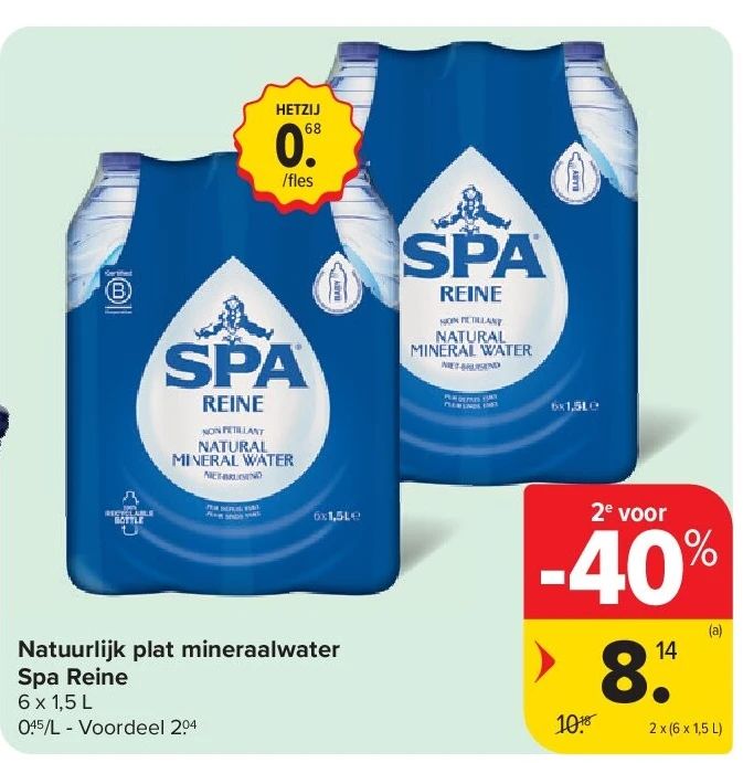Natuurlijk plat mineraalwater Spa Reine