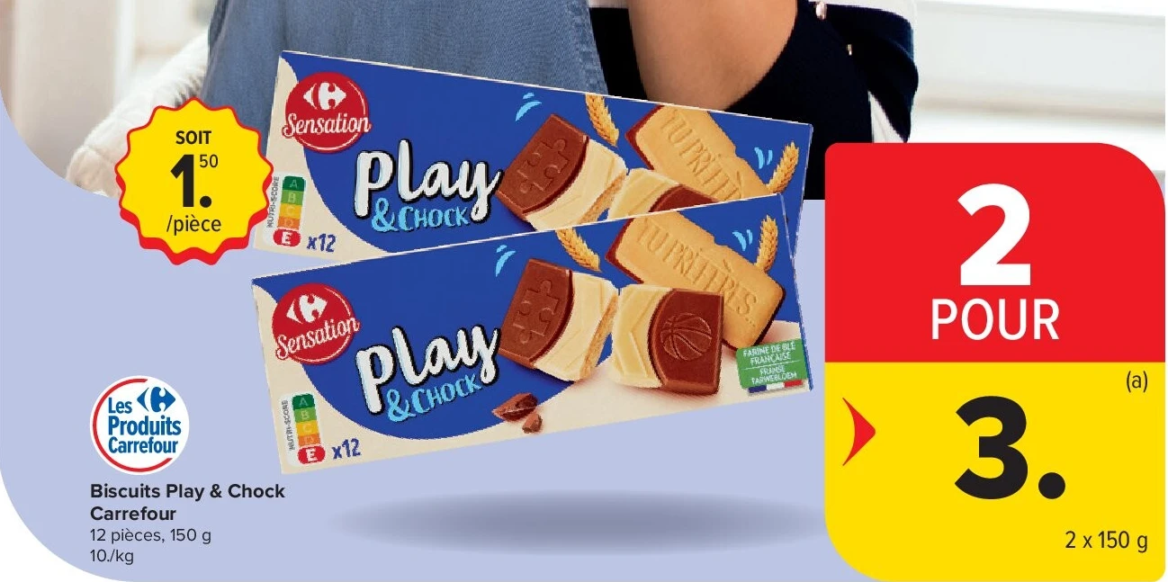 Biscuits Play & Chock Carrefour 2 x 150 g