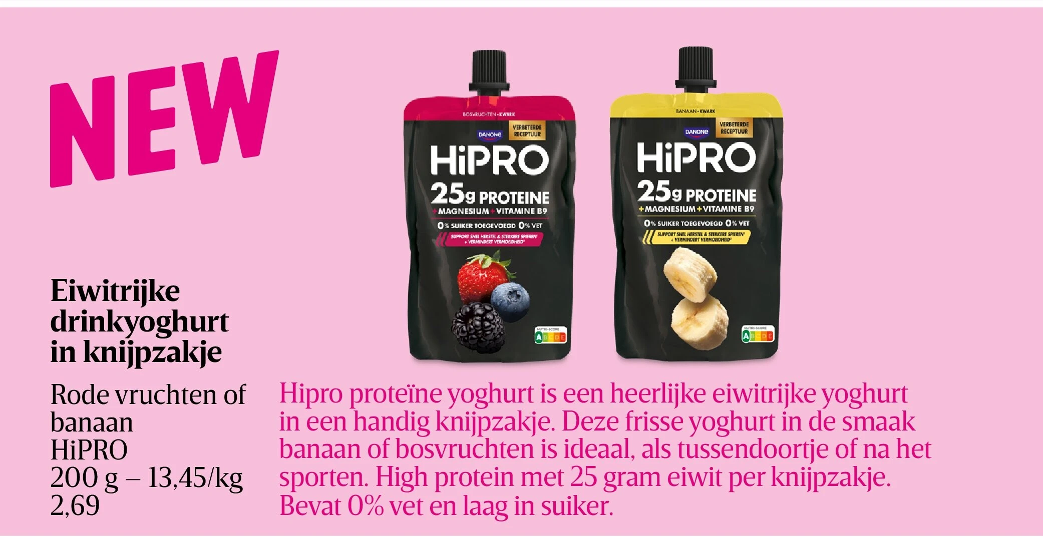 Eiwitrijke drinkyoghurt in knijpzakje