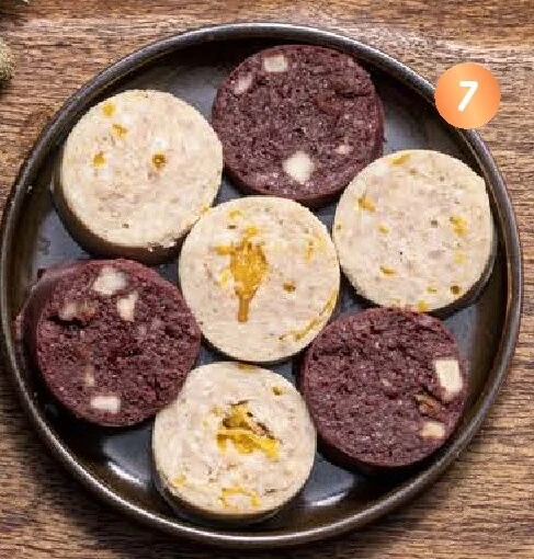 witte pens met mandarijnen of zwarte pens met appel