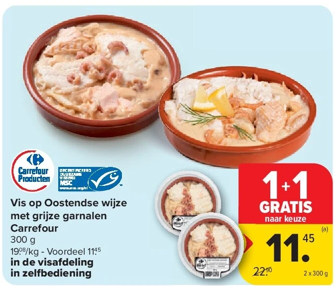 Vis op Oostendse wijze met grijze garnalen Carrefour