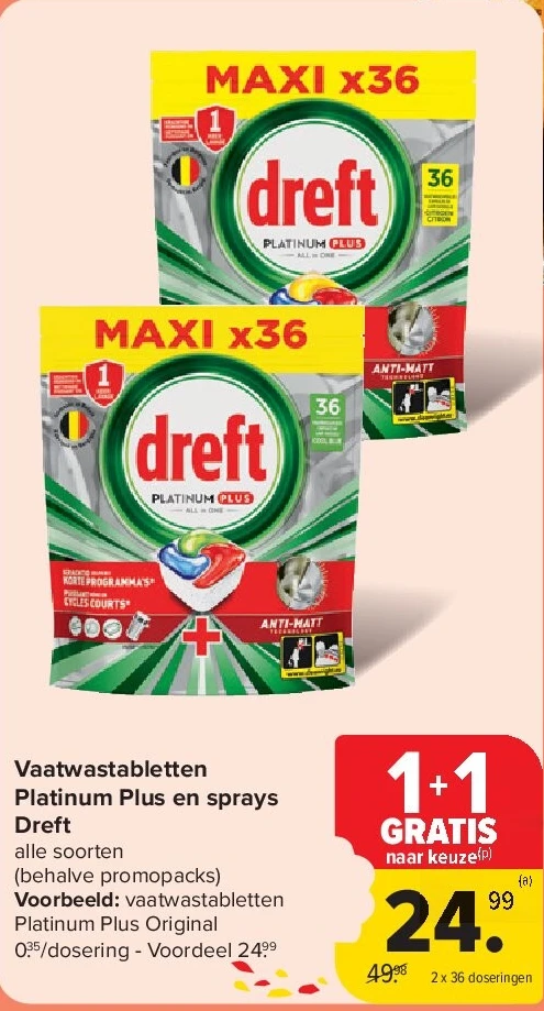 Vaatwastabletten Platinum Plus en sprays Dreft