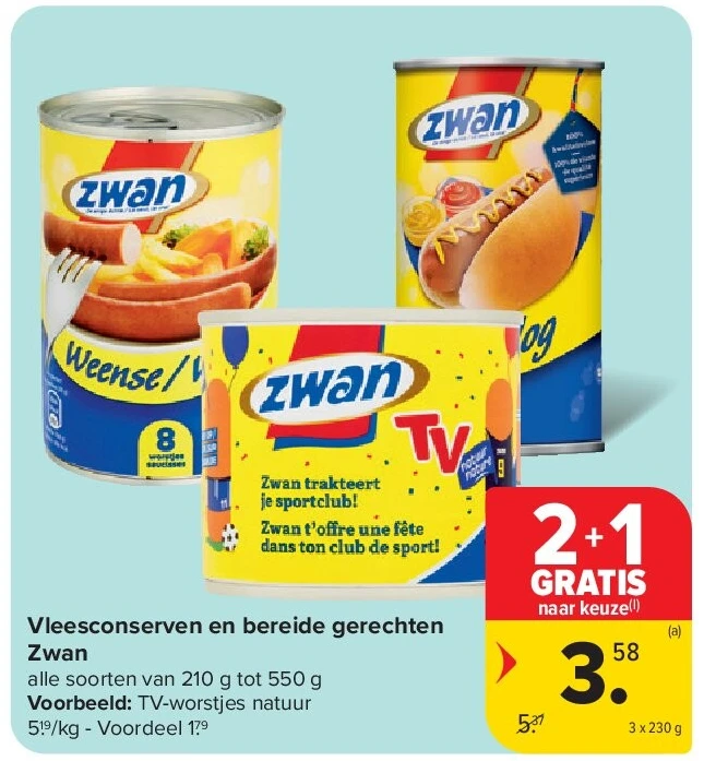 Vleesconserven en bereide gerechten Zwan
