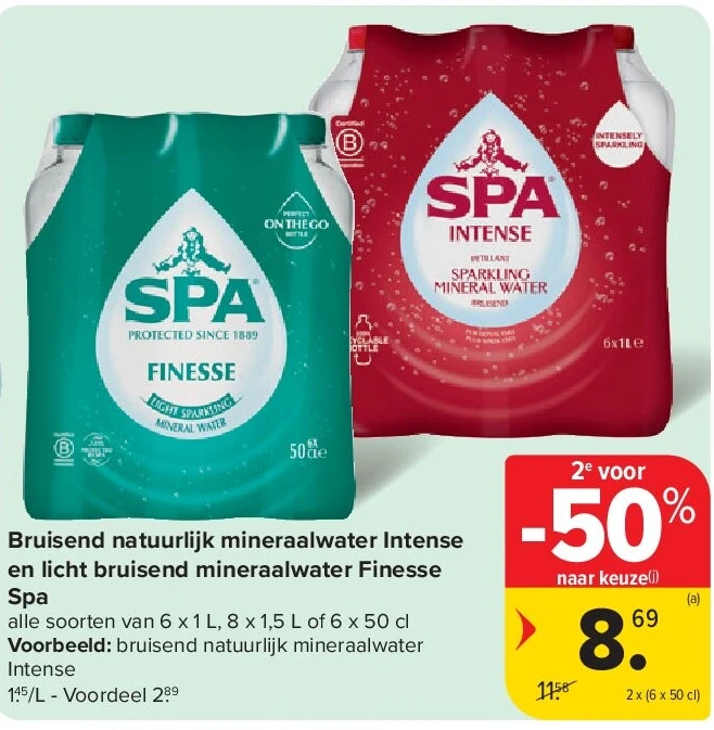 Bruisend natuurlijk mineraalwater Intense en licht bruisend mineraalwater Finesse Spa