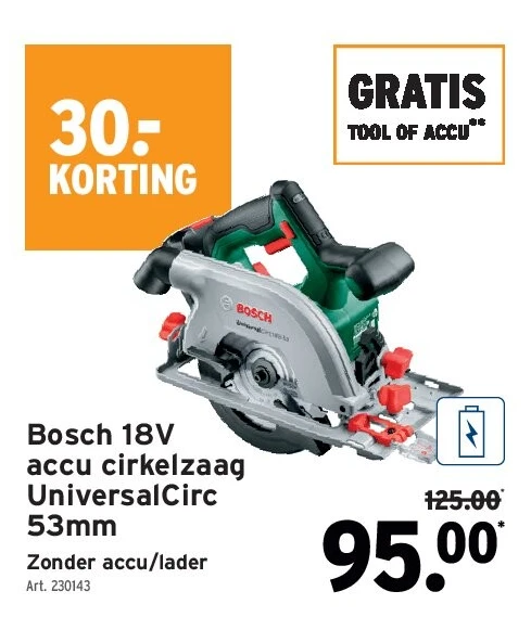 Bosch 18V accu cirkelzaag UniversalCirc 53mm