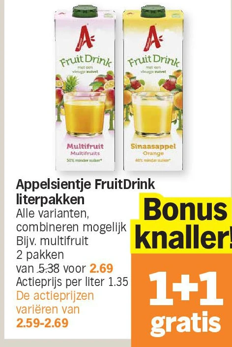 Appelsientje FruitDrink literpakken