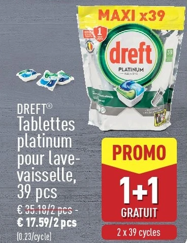 Tablettes platinum pour lavevaisselle, 39pcs