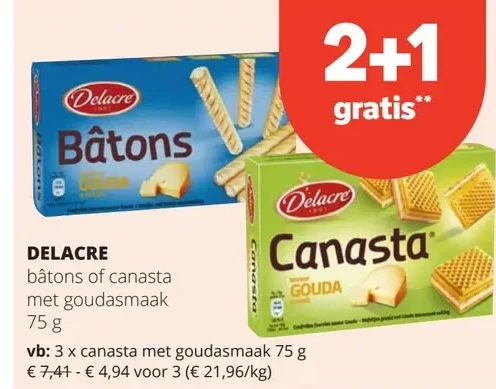 DELACRE bâtons of canasta met goudasmaak 75 g