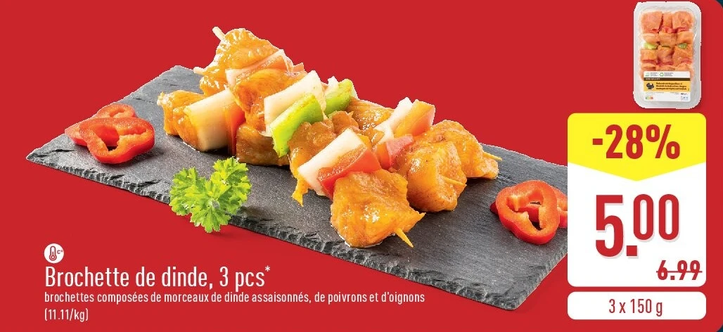 Brochette de dinde, 3pcs