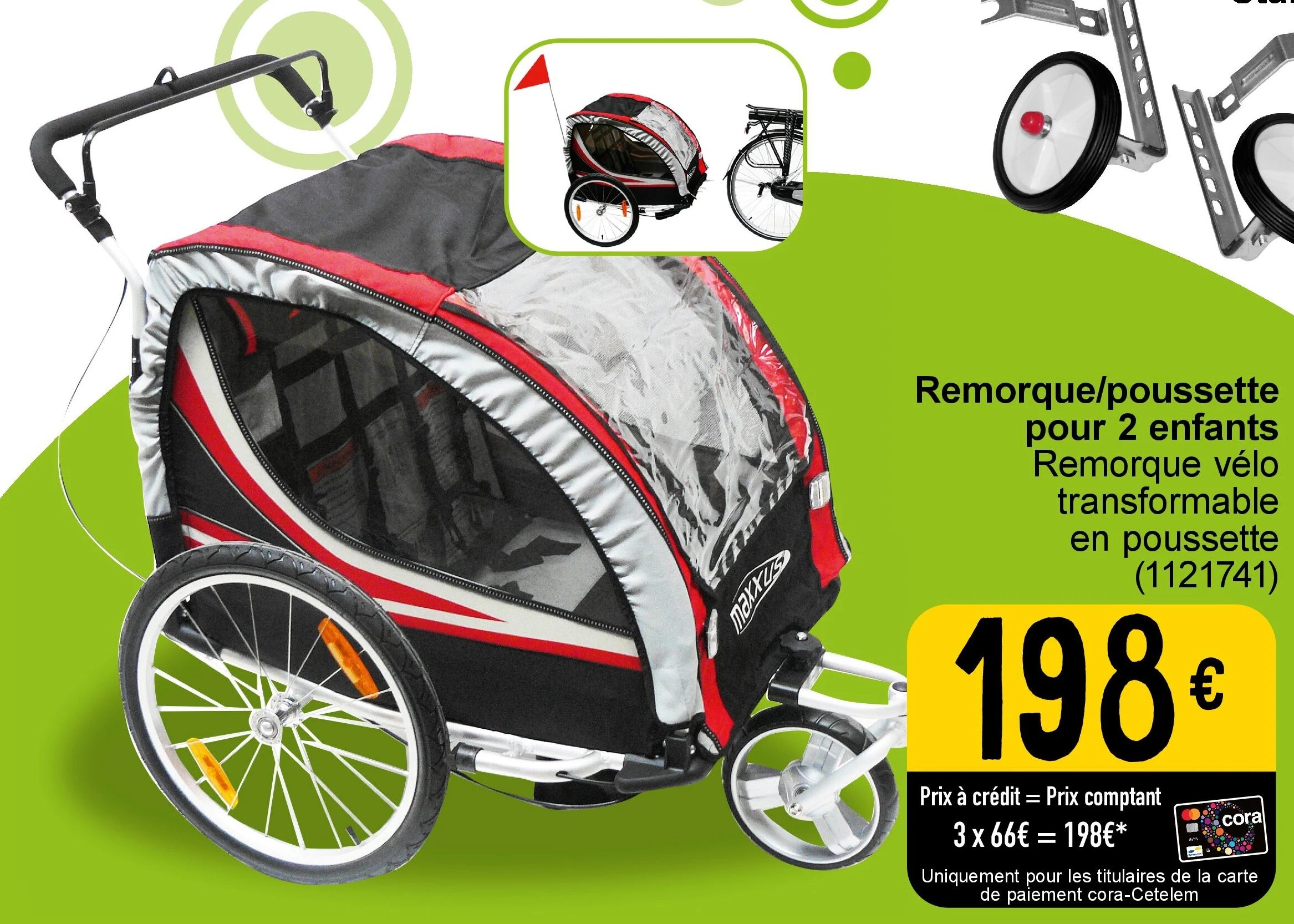 Remorque/poussette pour 2 enfants