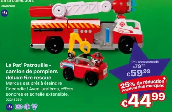 La Pat' Patrouille camion de pompiers deluxe fire rescue