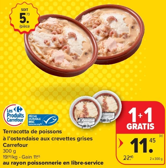 Terracotta de poissons à l’ostendaise aux crevettes grises Carrefour 2 x 300 g