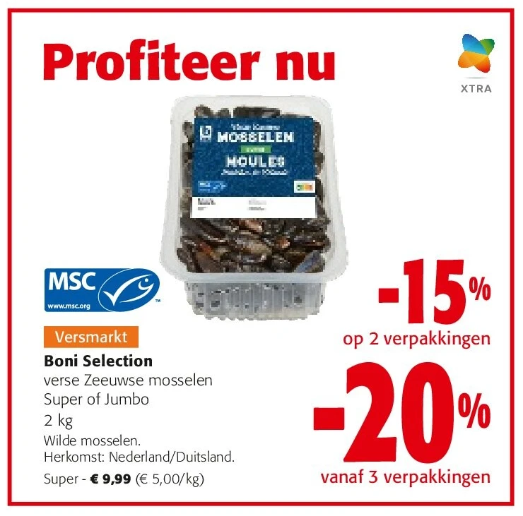 verse Zeeuwse mosselen Super of Jumbo 2 kg