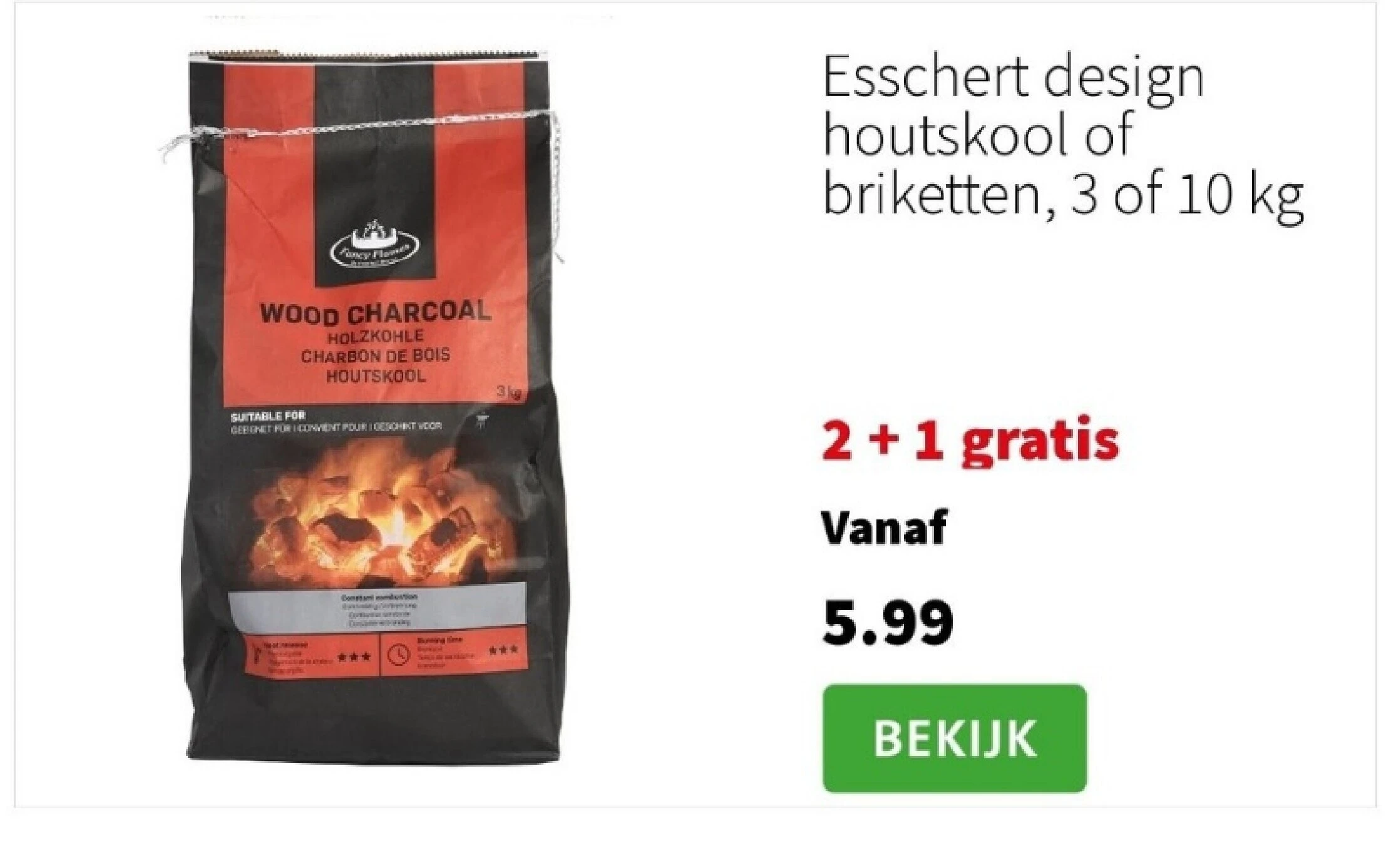 Esschert design houtskool of briketten, 3 of 10 kg