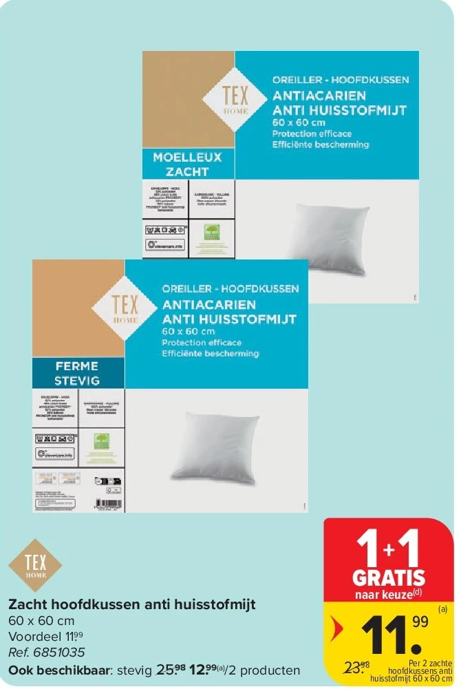 Zacht hoofdkussen anti huisstofmijt