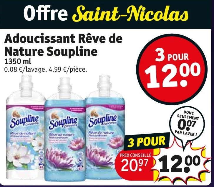 Adoucissant Rêve de Nature Soupline 1350 ml 3 POUR