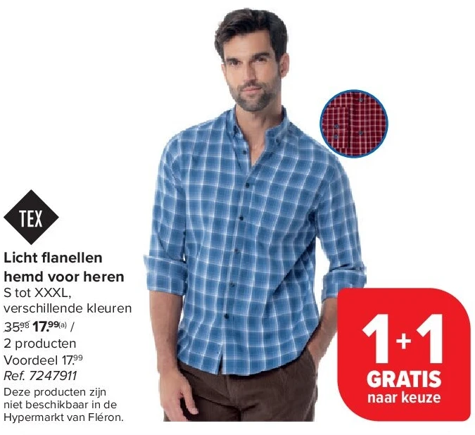 Licht fl anellen hemd voor heren