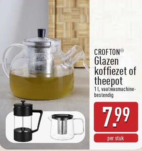 Glazen koffiezet of theepot