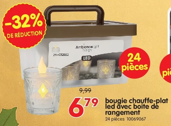bougie chauffe-plat led avec boite de rangement