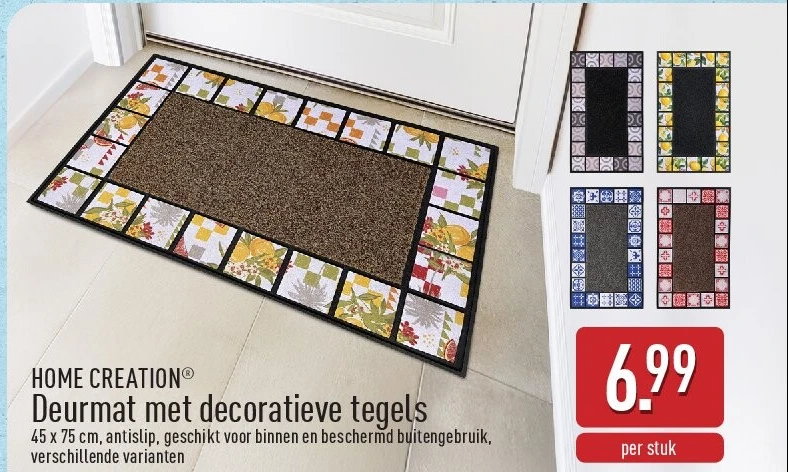 Deurmat met decoratieve tegels