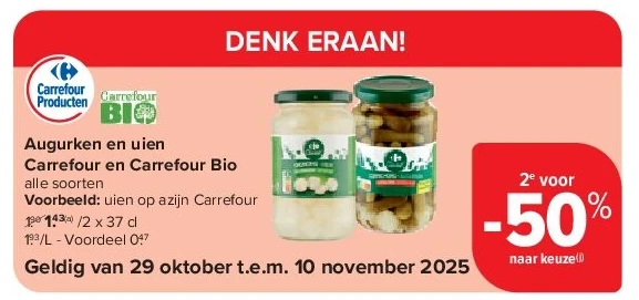 Augurken en uien Carrefour en Carrefour Bio