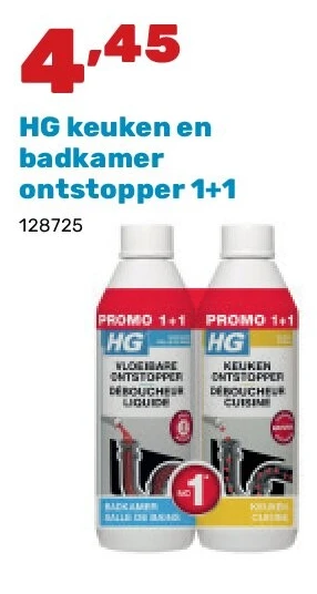 HG keuken en badkamer ontstopper 1+1