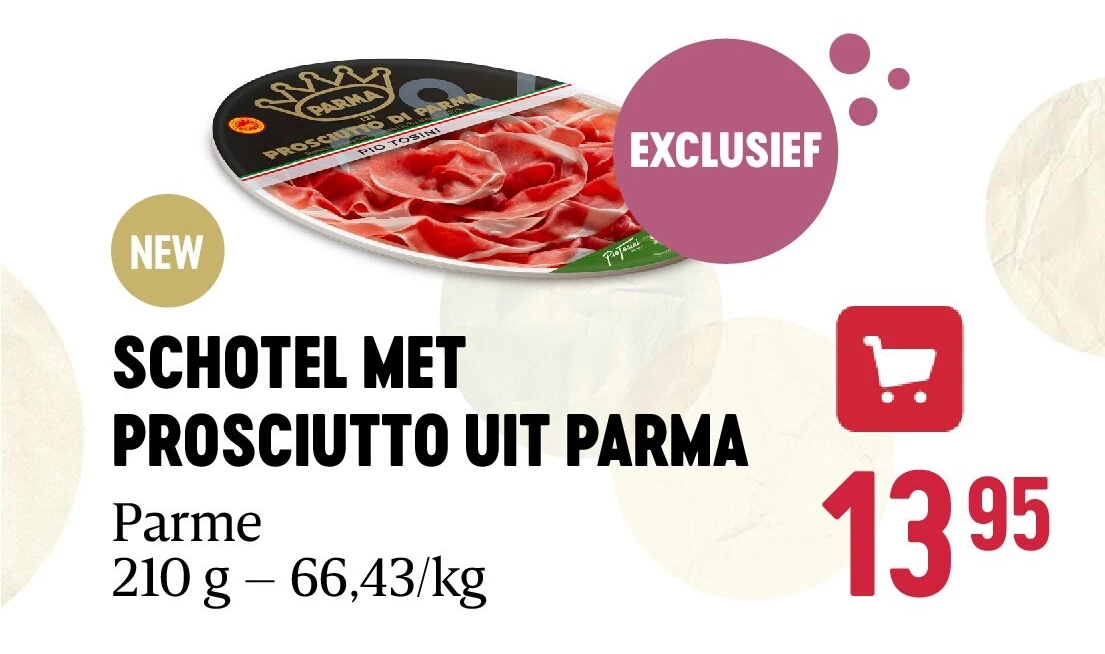 SCHOTEL MET PROSCIUTTO UIT PARMA