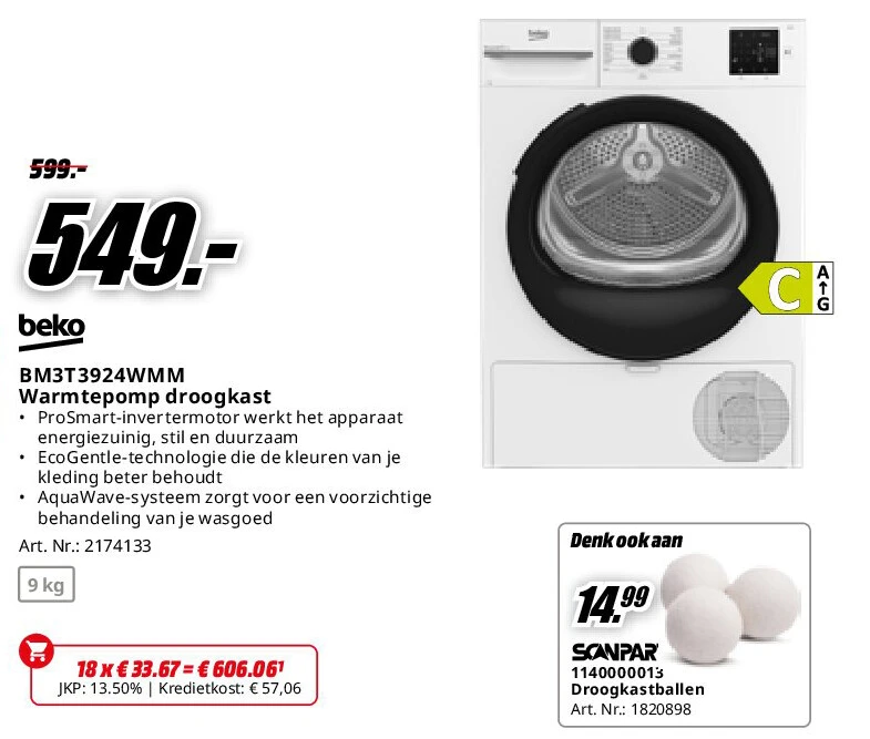 Beko BM3T3924WMM Warmtepomp droogkast