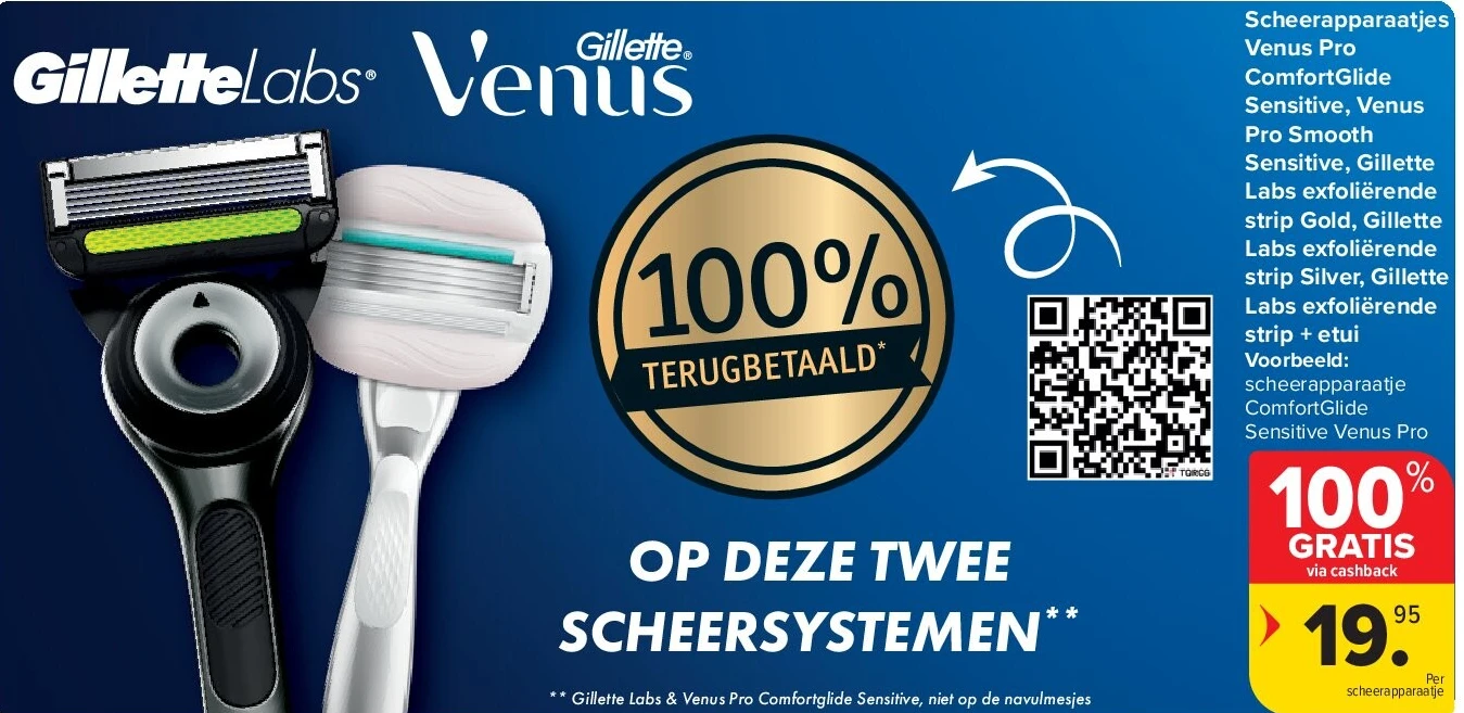 Scheerapparaatjes Venus Pro ComfortGlide Sensitive, Venus Pro Smooth Sensitive, Gillette Labs exfoliërende strip Gold, Gillette Labs exfoliërende strip Silver, Gillette Labs exfoliërende strip + etui