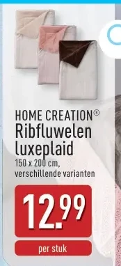 Ribfluwelen luxeplaid