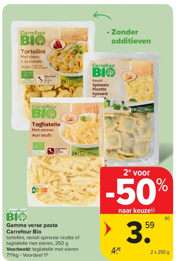 Gamma verse pasta Carrefour Bio