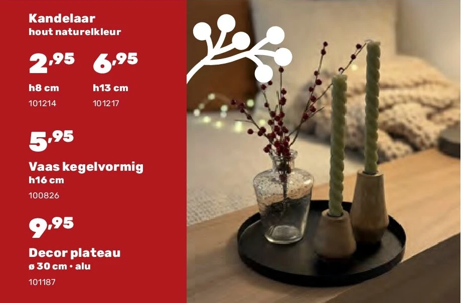 Kandelaar hout naturelkleur h8 cm