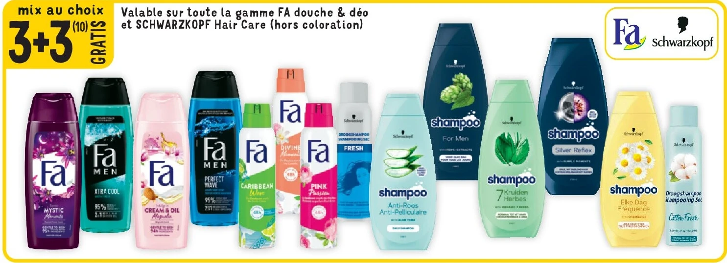 FA douche & déo et SCHWARZKOPF Hair Care (hors coloration)