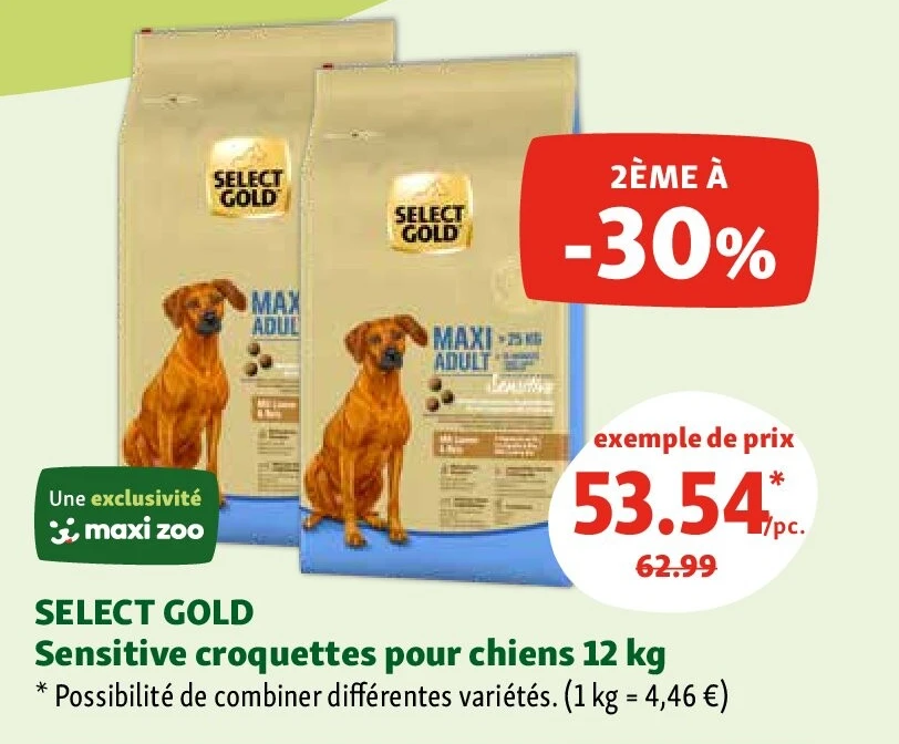 SELECT GOLD Sensitive croquettes pour chiens 12 kg