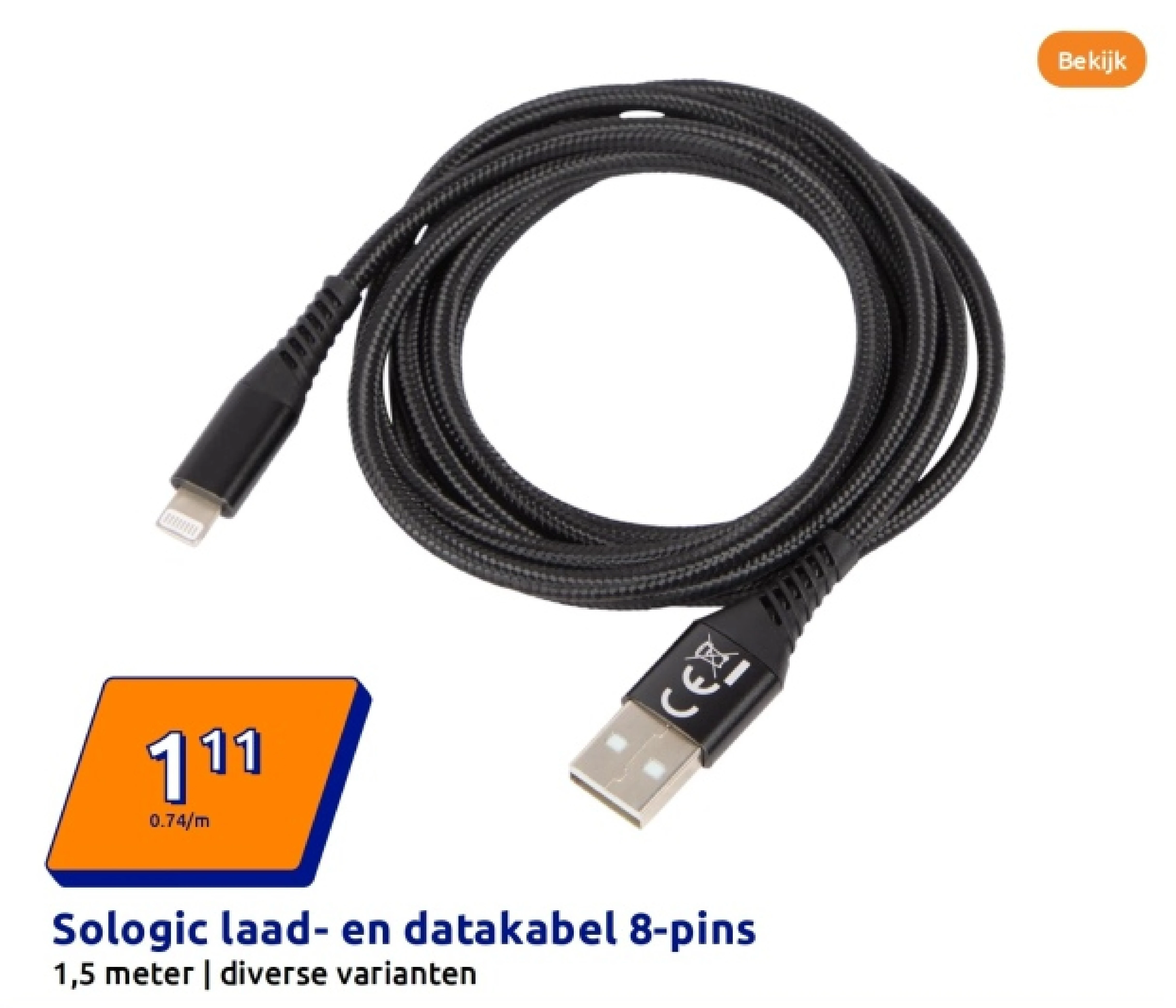 Sologic laad- en datakabel 8-pins