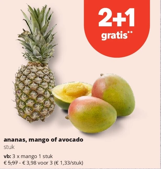 ananas, mango of avocado