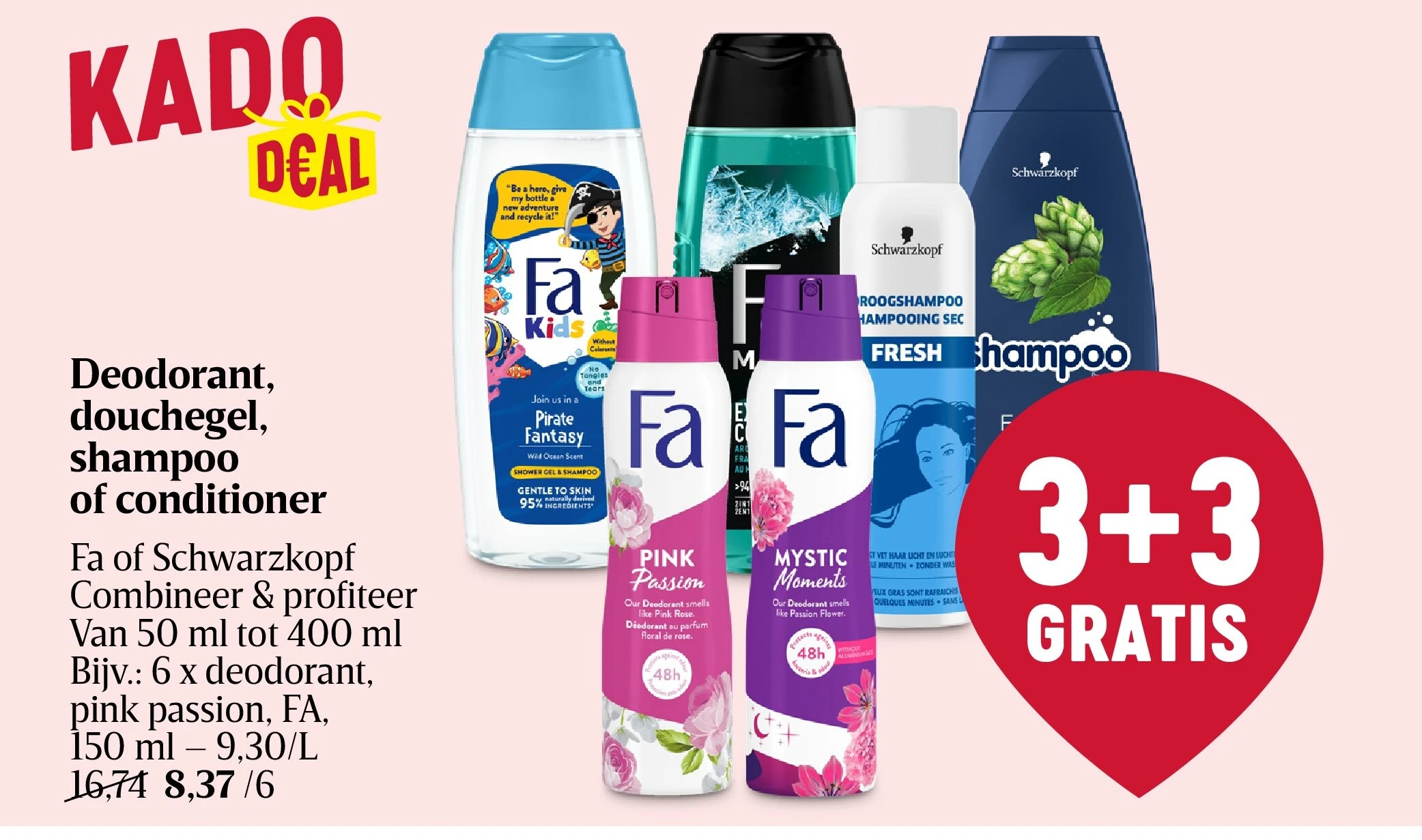 Deodorant, douchegel, shampoo of conditioner