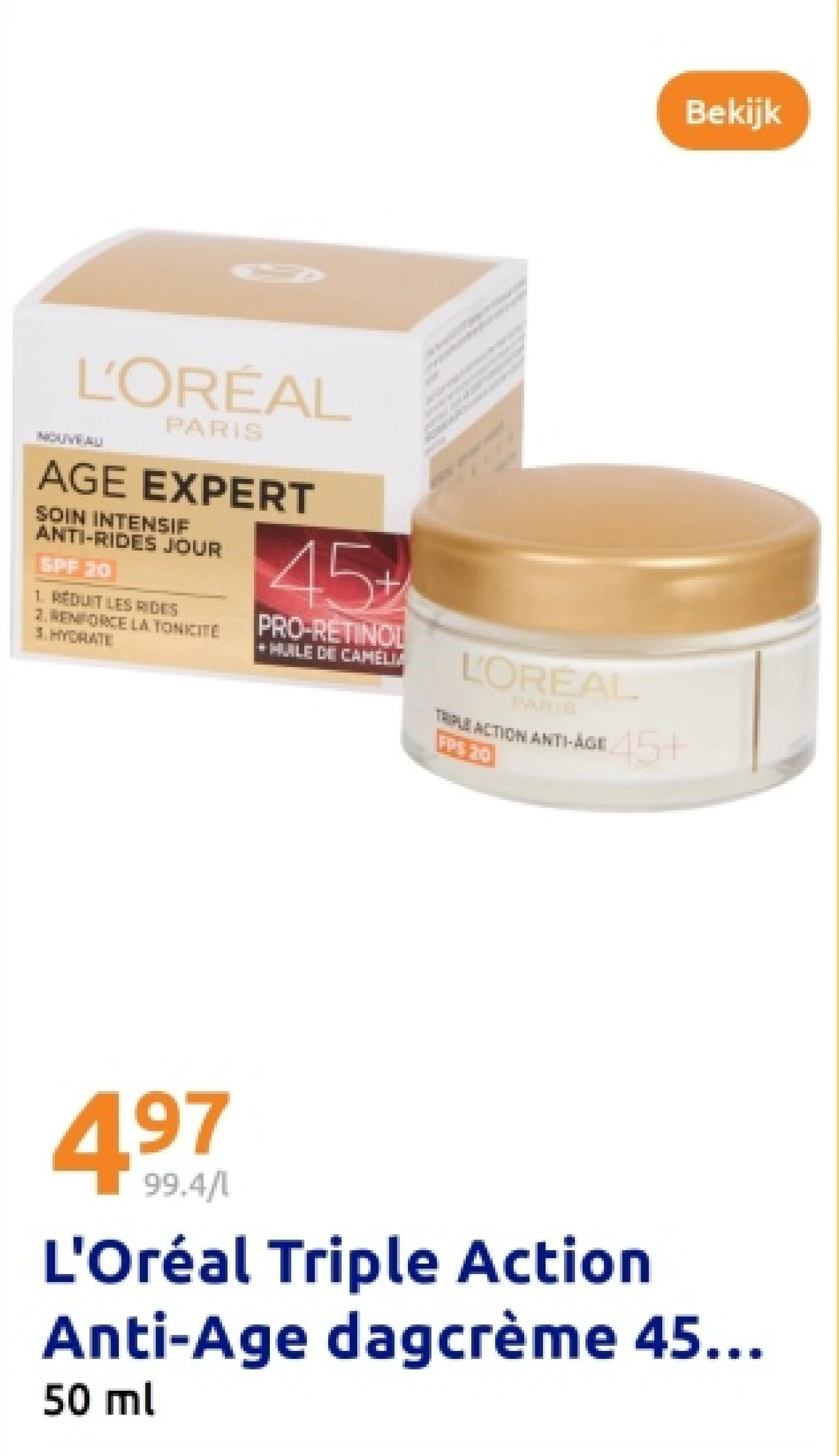 L'Oréal Triple Action Anti-Age dagcrème 45+ Pro-Retinol