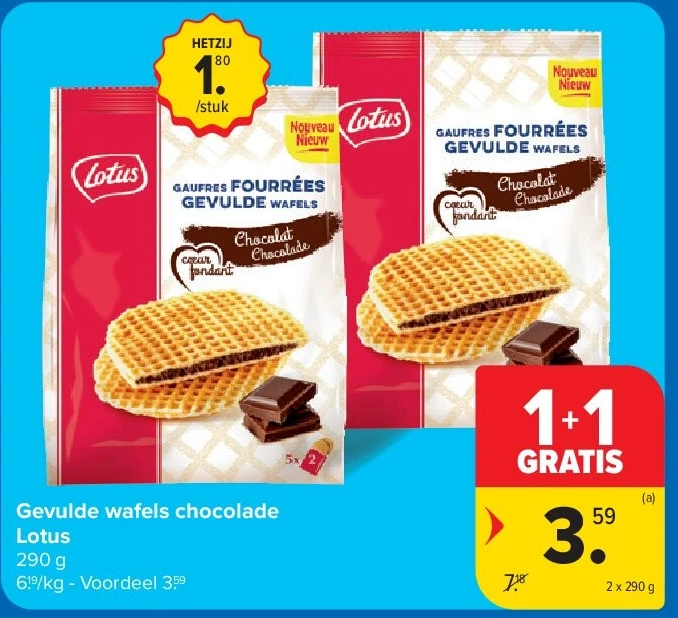 Gevulde wafels chocolade Lotus