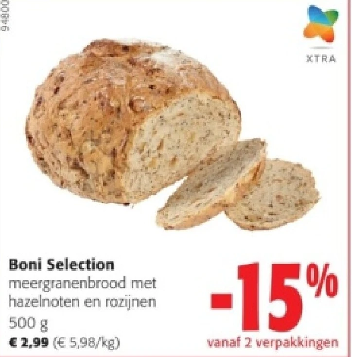 Boni Selection meergranenbrood met hazelnoten en rozijnen 500 g
