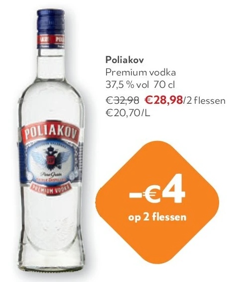Poliakov Premium vodka 37,5 % vol 70 cl