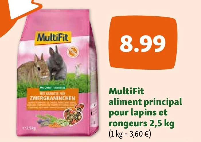 MultiFit aliment principal pour lapins et rongeurs 2,5 kg
