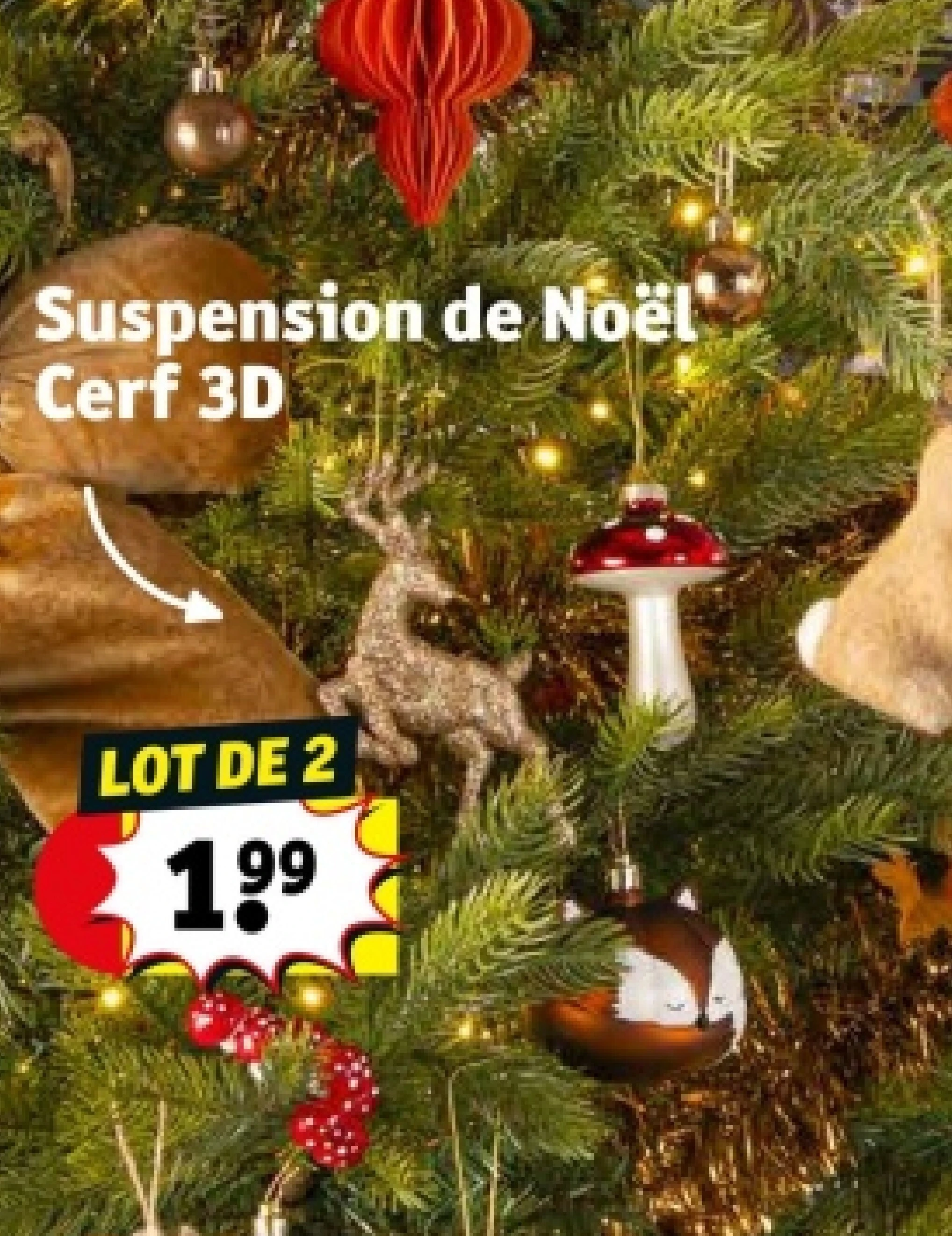 Suspension de Noël Cerf 3D