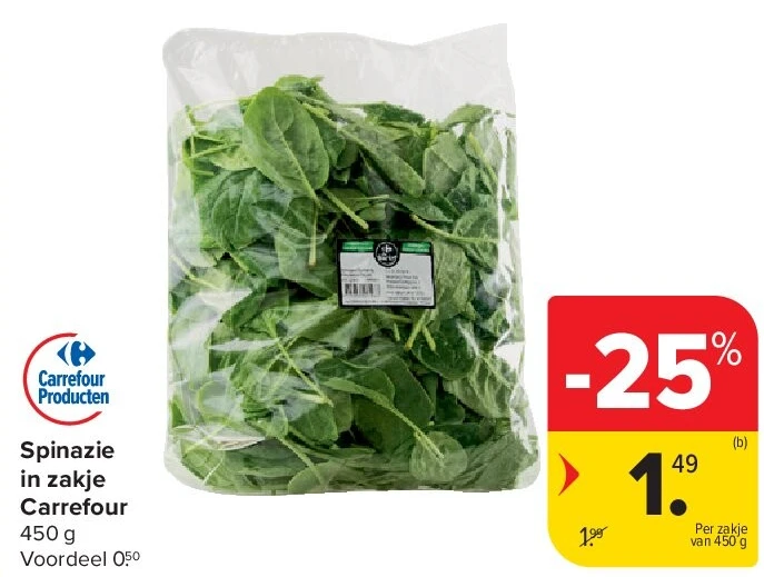 Spinazie in zakje Carrefour