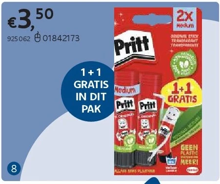 PRITT LIJMSTIFT 2X22GR 1+1 GRATIS